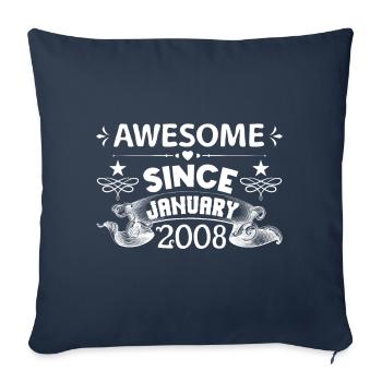 January 2008 | Awesome since January 2008 - Housse de coussin décorative 45 x 45 cm - bleu marine - Devant