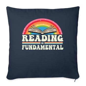 La lecture est fondamentale - Housse de coussin décorative 45 x 45 cm - bleu marine - Devant