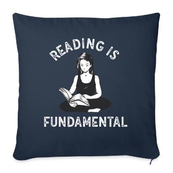La lecture est fondamentale - Housse de coussin décorative 45 x 45 cm - bleu marine - Devant
