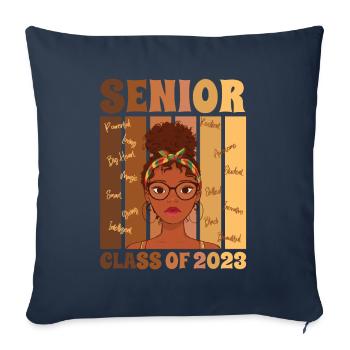 Remise des diplômes de la classe supérieure de 2023 - Housse de coussin décorative 45 x 45 cm - bleu marine - Devant