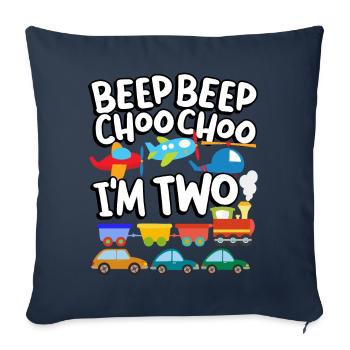 Beep Beep Choo Choo I'm Two Toy Train Car 2nd - Sofa pillowcase 17,3'' x 17,3'' (45 x 45 cm) - navy - Front