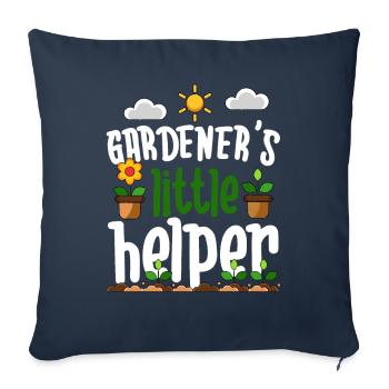 Planter des pots de fleurs du petit assistant du jardinier - Housse de coussin décorative 45 x 45 cm - bleu marine - Devant
