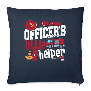 Camion de pompiers de la petite aide de l’officier - Housse de coussin décorative 45 x 45 cm - bleu marine - Devant