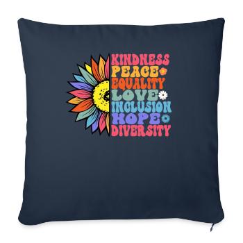Freundlichkeit Frieden Gleichheit Liebe Hoffnung - Sofakissenbezug 45 x 45 cm - Navy - Vorne