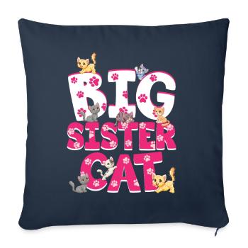 Big Sister Cat Bunte Katzen Lustige Geschwister - Sofakissenbezug 45 x 45 cm - Navy - Vorne