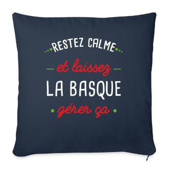 Idée cadeau Basque, humour région citations couple - Housse de coussin décorative 45 x 45 cm - bleu marine - Devant