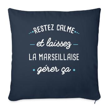 Marseille idée cadeau couple région Marseillaise - Housse de coussin décorative 45 x 45 cm - bleu marine - Devant