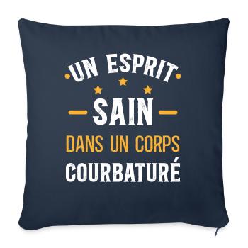 Musculation Sport. Citation Sportif Drôle Original - Housse de coussin décorative 45 x 45 cm - bleu marine - Devant