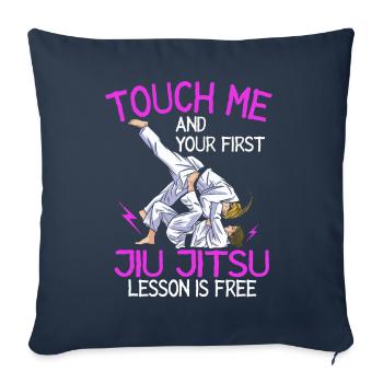 Touchez-moi et votre première leçon de Jiu Jitsu est gratuite - Housse de coussin décorative 45 x 45 cm - bleu marine - Devant