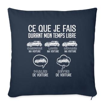 Voiture cadeau fan de voiture | Voiture vintage - Housse de coussin décorative 45 x 45 cm - bleu marine - Devant