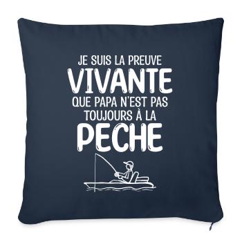 Papa pêcheur , je suis Pêcheur et parfois Papa - Housse de coussin décorative 45 x 45 cm - bleu marine - Devant