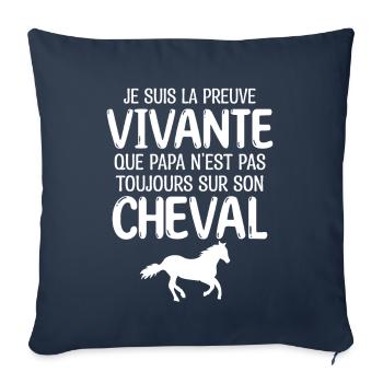 papa aime le cheval papa cavalier chevalier - Housse de coussin décorative 45 x 45 cm - bleu marine - Devant