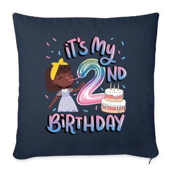 C’est mon 2ème anniversaire Melanin Kid Juneteenth - Housse de coussin décorative 45 x 45 cm - bleu marine - Devant