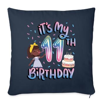 C’est mon 11e anniversaire Melanin Kid Juneteenth - Housse de coussin décorative 45 x 45 cm - bleu marine - Devant