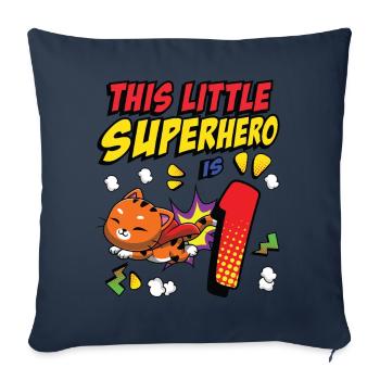 Ce petit super-héros est 1 Propriétaire de Chat 1er - Housse de coussin décorative 45 x 45 cm - bleu marine - Devant