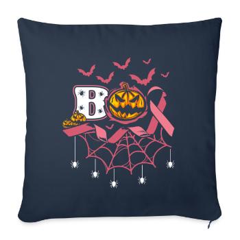 Boo Spooky Halloween Pumpkin Bats Rose - Housse de coussin décorative 45 x 45 cm - bleu marine - Devant