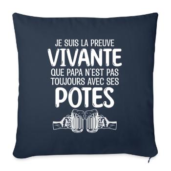 Bière | papa aime la bière - Housse de coussin décorative 45 x 45 cm - bleu marine - Devant