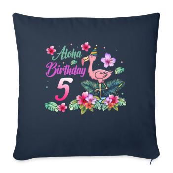 Aloha Birthday 5 Flamingo Bird 5th Birthday - Sofa pillowcase 17,3'' x 17,3'' (45 x 45 cm) - navy - Front