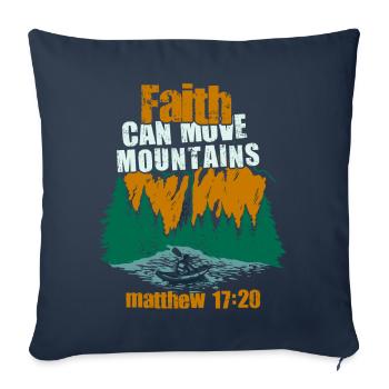 La foi chrétienne peut déplacer des montagnes Jésus-Christ - Housse de coussin décorative 45 x 45 cm - bleu marine - Devant