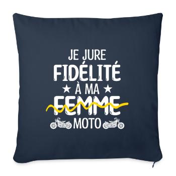 Motard Moto fan de moto | Motard !! - Housse de coussin décorative 45 x 45 cm - bleu marine - Devant