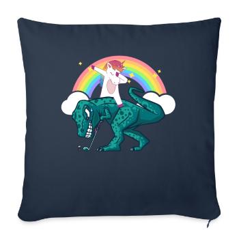 Dabbing Licorne Riding T Rex Garçons Filles Halloween - Housse de coussin décorative 45 x 45 cm - bleu marine - Devant