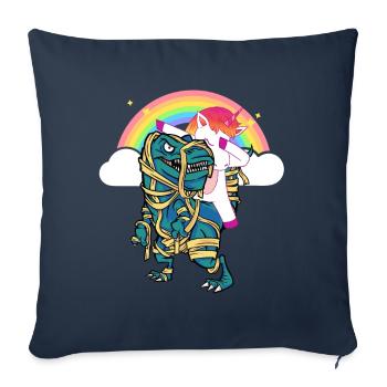 Dabbing Licorne Riding T Rex Garçons Filles Halloween - Housse de coussin décorative 45 x 45 cm - bleu marine - Devant