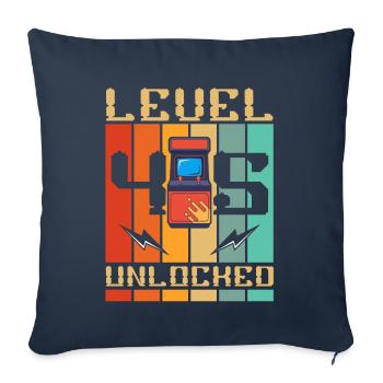 Level 45 Unlocked Arcade Machine Gamer 45. - Sofa pillowcase 17,3'' x 17,3'' (45 x 45 cm) - navy - Front