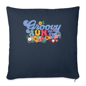 Groovy Tante Plantes de jardin Décorations florales - Housse de coussin décorative 45 x 45 cm - bleu marine - Devant