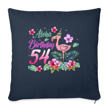 Aloha Anniversaire 54 Flamant Rose Oiseau 54e anniversaire - Housse de coussin décorative 45 x 45 cm - bleu marine - Devant