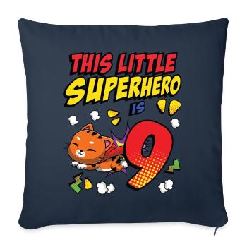 Ce petit super-héros c’est 9 propriétaires de chats 9. - Housse de coussin décorative 45 x 45 cm - bleu marine - Devant