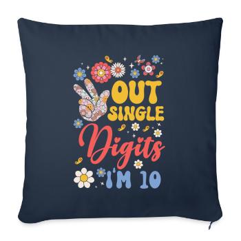 Peace Out Single Digits I’m 10 Flower 10th - Housse de coussin décorative 45 x 45 cm - bleu marine - Devant