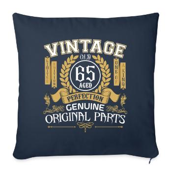 Vintage 65 ans - cadeau d’anniversaire 65 ans - Housse de coussin décorative 45 x 45 cm - bleu marine - Devant