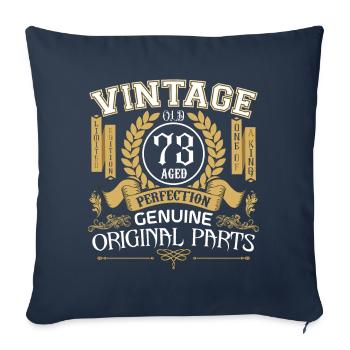 Vintage 73 ans - cadeau d’anniversaire 73 ans - Housse de coussin décorative 45 x 45 cm - bleu marine - Devant