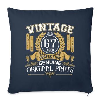 Vintage 67 ans - cadeau d’anniversaire 67 ans - Housse de coussin décorative 45 x 45 cm - bleu marine - Devant