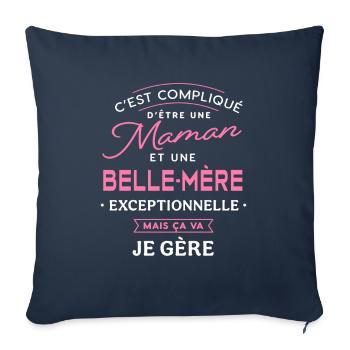 Maman et belle mère exceptionnelle belle-maman - Housse de coussin décorative 45 x 45 cm - bleu marine - Devant