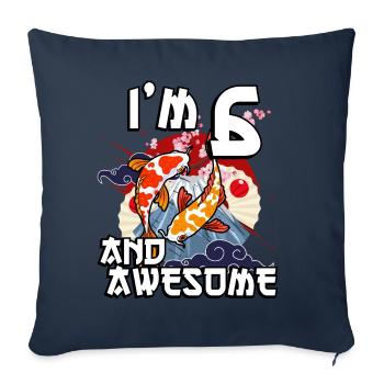 J’ai 6 ans et super carpe japonaise koi - Housse de coussin décorative 45 x 45 cm - bleu marine - Devant