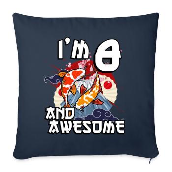 J’ai 8 ans et super carpe japonaise koi - Housse de coussin décorative 45 x 45 cm - bleu marine - Devant