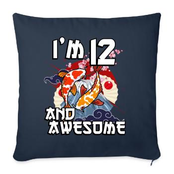 J’ai 12 ans et super carpe japonaise koi - Housse de coussin décorative 45 x 45 cm - bleu marine - Devant