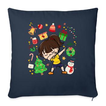 Dab Girl Child Décoration d’arbre de Noël - Housse de coussin décorative 45 x 45 cm - bleu marine - Devant