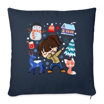 Spotted Girls Snow Deer Winter Temperate - Sofa pillowcase 17,3'' x 17,3'' (45 x 45 cm) - navy - Front