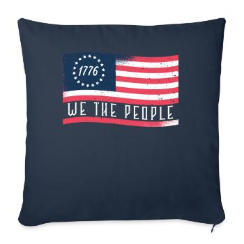 1776 Wir das Volk patriotisch américain - Housse de coussin décorative 45 x 45 cm - bleu marine - Devant