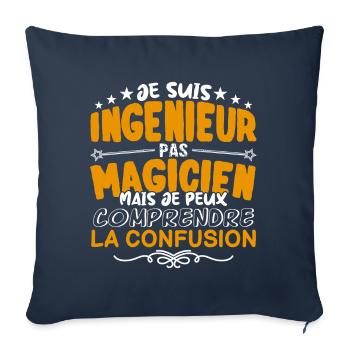 Ingénieur | Ingénieur pas Magicien | Meilleur Ingé - Housse de coussin décorative 45 x 45 cm - bleu marine - Devant