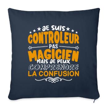 Controleur | Controleur pas Magicien | Meilleur Co - Housse de coussin décorative 45 x 45 cm - bleu marine - Devant