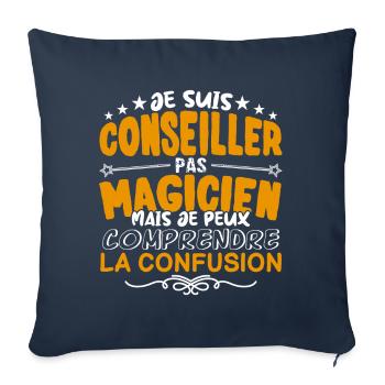 Conseiller | Conseiller pas Magicien | Meilleur Co - Housse de coussin décorative 45 x 45 cm - bleu marine - Devant
