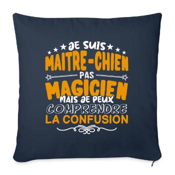 Maitre-Chien | Maitre-Chien pas Magicien | Meilleu - Housse de coussin décorative 45 x 45 cm - bleu marine - Devant