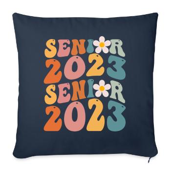 Senior 2023 - Housse de coussin décorative 45 x 45 cm - bleu marine - Devant