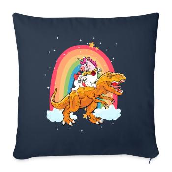 Dabbing Licorne Riding T Rex Garçons Filles Halloween - Housse de coussin décorative 45 x 45 cm - bleu marine - Devant