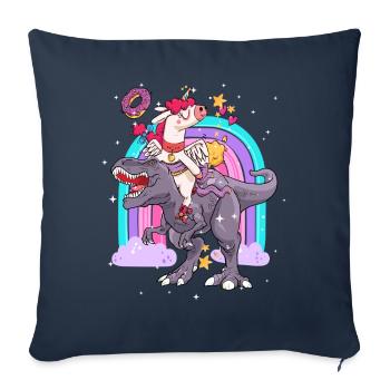 Dabbing Licorne Riding T Rex Garçons Filles Halloween - Housse de coussin décorative 45 x 45 cm - bleu marine - Devant