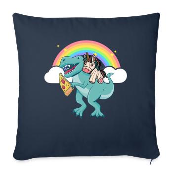 Dabbing Licorne Riding T Rex Garçons Filles Halloween - Housse de coussin décorative 45 x 45 cm - bleu marine - Devant