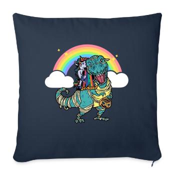 Dabbing Licorne Riding T Rex Garçons Filles Halloween - Housse de coussin décorative 45 x 45 cm - bleu marine - Devant